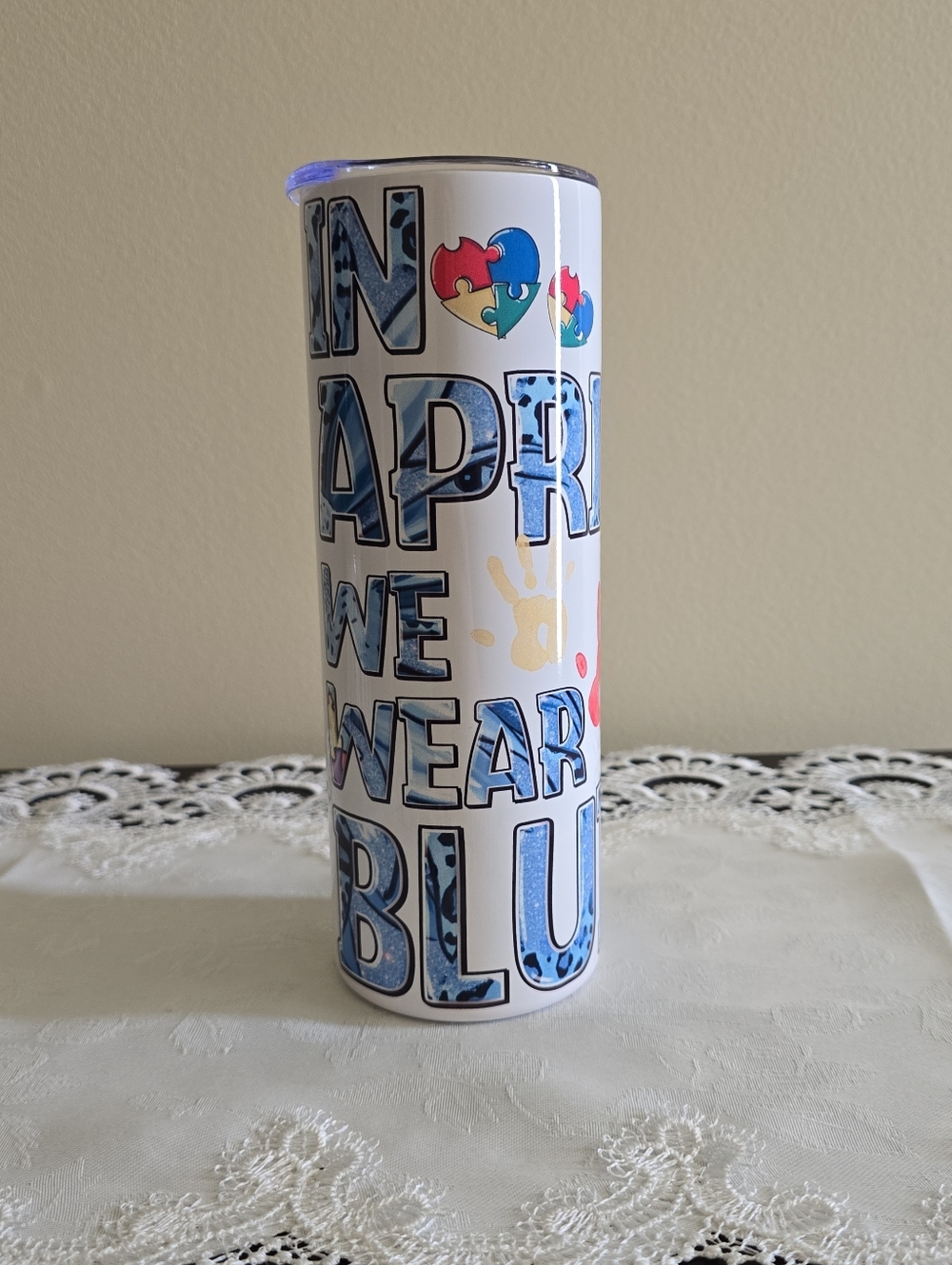 Autism Awareness Blue Puzzle Tumbler